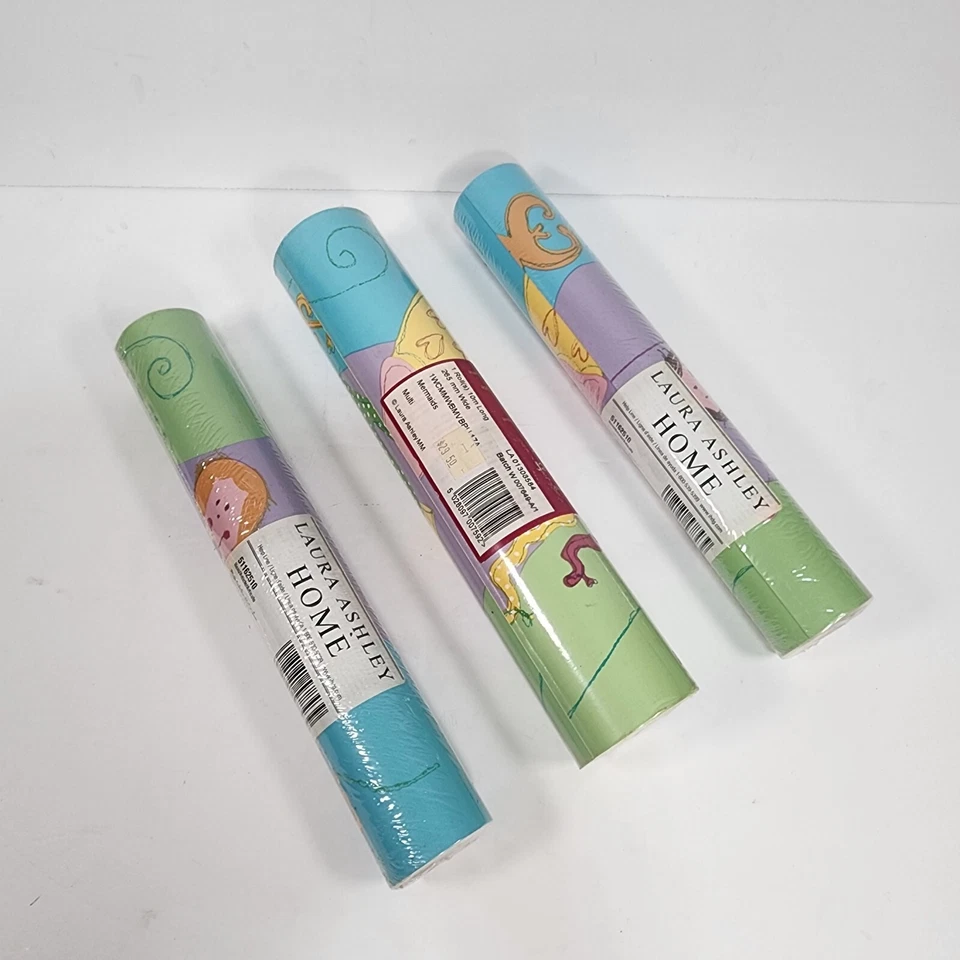 Lote de 3 rollos sellados multicolores de papel de pared Laura Ashley vintage años 90  Foto 2 de 4