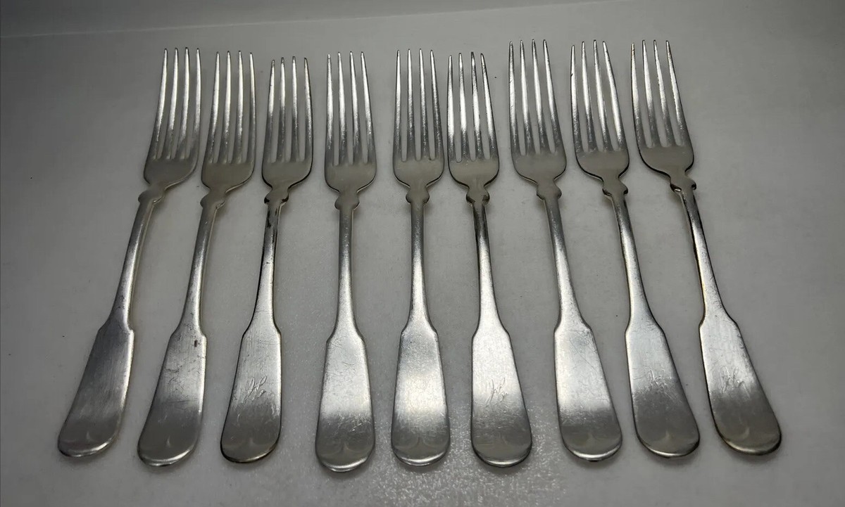9) 1834 J. Russell & Co. vintage silverplate dinner forks | eBay