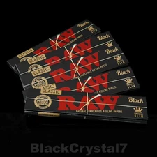 5PK AUTHENTIC RAW BLACK King Size Slim Rolling Papers - US Seller