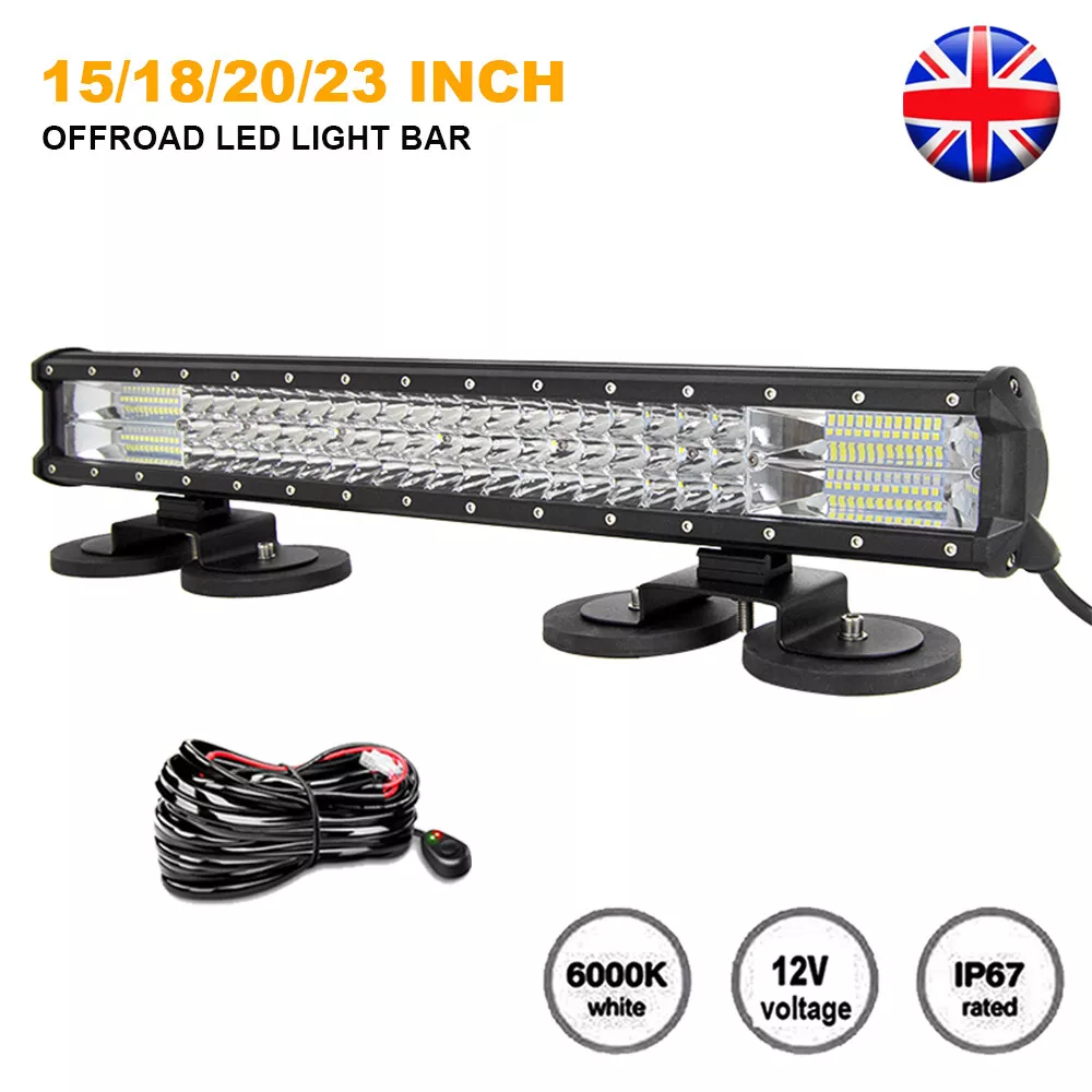 15 18 20 23 Inch LED Work Light Bar Magnetic Mounting Bracket Offroad Car 12V