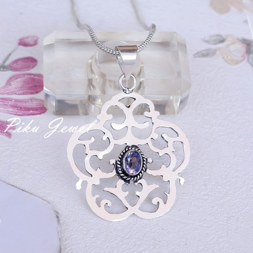 Gioielli ciondolo argento sterling 925 taglio ametista pietra preziosa... - Foto 6 di 7