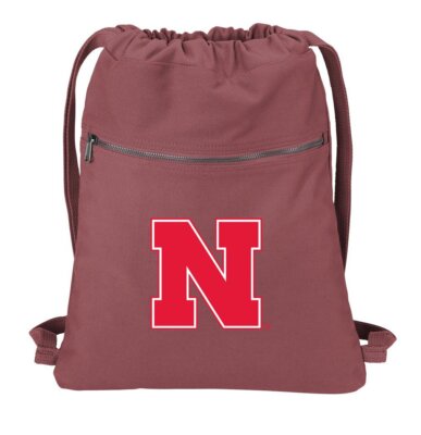 Nebraska Cornhuskers Canvas Drawstring Backpack   Cotton Cinch Pack for Huskers