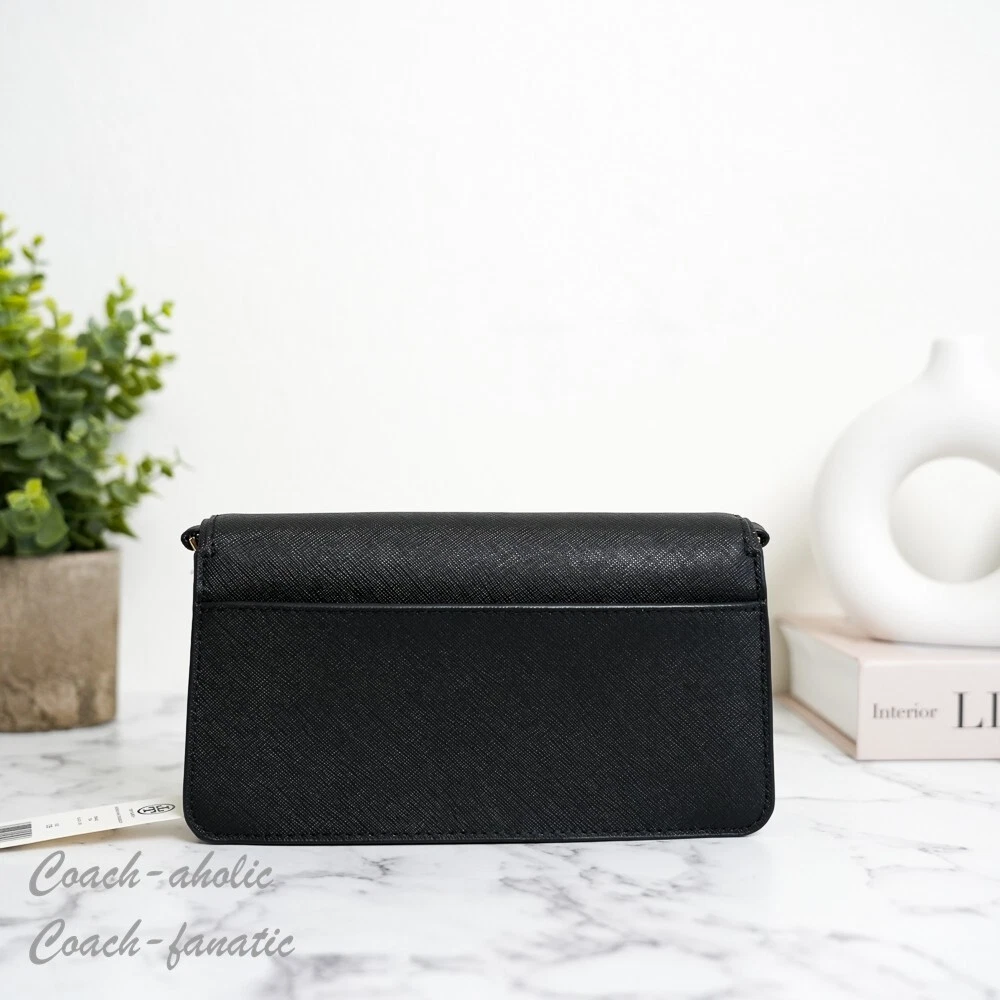 Borsa a tracolla nuova con etichette Tory Burch Emerson Saffiano mini pochette 159463 nera