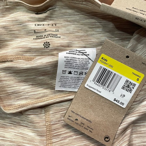 Nike One Girls' Dri-FIT training Legging tan/white Small - Picture 8 of 8