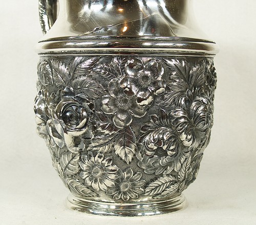American Stieff Baltimore Sterling Silver Floral-Repousse-Decorated Pitcher - Picture 9 of 12