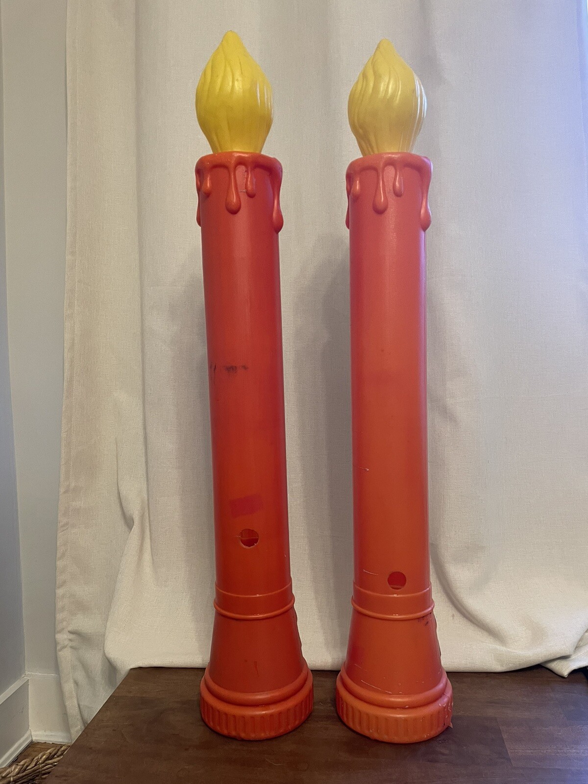 Vintage Blow Mold Christmas Candles (2) 1970’s Holiday NOEL No Wiring