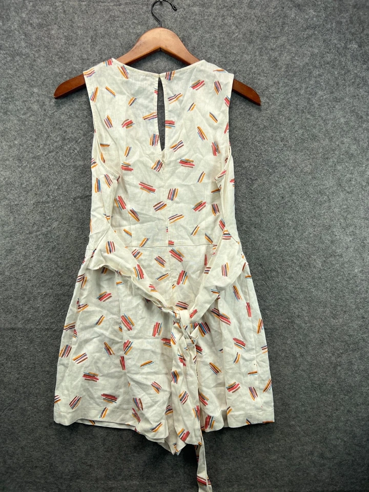 Mameluco Jersey MaterialGirls Juniors Beige Lino Talla Mediana Sin Mangas Atado Trasero Foto 2 de 4