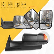 Pair Tow Mirrors Power Heated Led Signal Light For 1998-2002 Dodge Ram 1500 2500