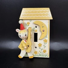 VINTAGE ORIGINALS BY IRMI, HANDPAINTED Wooden Switch Plate Cover CAT FIDDLE MOON