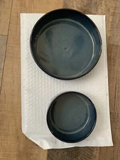Keramika plate and bowl Deep Stackable  made in Turkey Dark Blue
