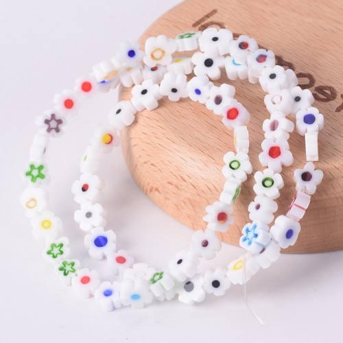 1 Strand 40cm Flower 5mm~7mm Handmade Millefiori Glass Beads For Jewelry Making - Picture 4 of 11