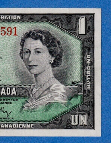 Canada $1 1967)\ BC-45bA-i / P-84b QE REPLACEMENT NOTE (EF to aUNC) *B/M 1345591 - Picture 3 of 3