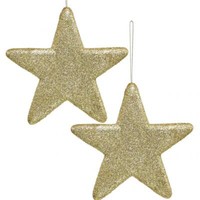 Weihnachtsdeko Stern AnhäNger Gold Glitter 18,5Cm 4Er Set - Deko FüR Advent,