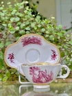 MEISSEN CUP AND SAUCER 18TH SMALL SIZE FABULOUS GALANT SCENE DECOR