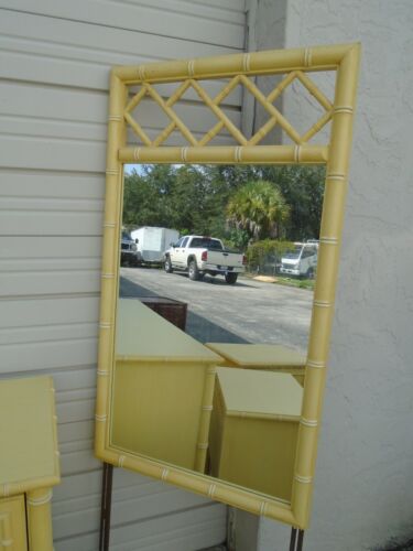 Pair Fretwork Faux Bamboo Mirrors Regency Chippendale 2 Dixie Aloha Henry Link - Picture 2 of 10
