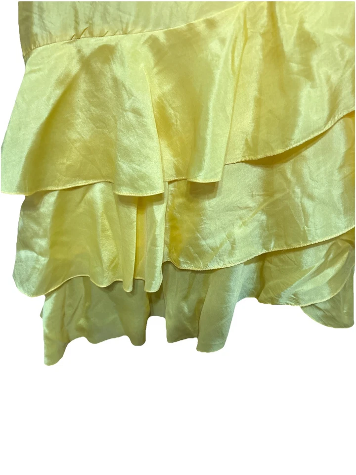 Falda Ralph Lauren Talla 4 100% Seda Volantes Vintage Amarilla Limpieza en Seco Cintura 30 pulgadas Foto 4 de 4