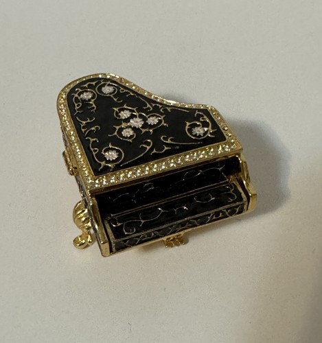 Department 56 Baby Grand Piano Trinket Box Floral & Rhinestones Lid Prop w/ Box - Picture 7 of 16