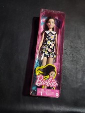 Barbie Fashionistas Doll #187 Brunette Flower Print Dress w/Hearing Aids NEW
