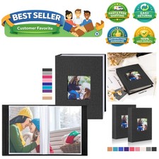 Photo Album 4x6 100 Pockets 2 Packs, Small Mini Capacity Linen Photo Album Bu...