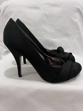 Dorothy Perkins Black Heels UK5 EU38 Peep Toe Bow Stiletto Court Shoes