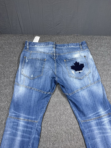 DSquared2 Biker Jeans Mens 56 Blue Patch Work Grunge Denim Distressed 38x30 - Picture 1 of 18