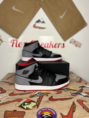 Nike Air Jordan 1 Mid Bred Shadow Trainers, Size 47.5, Cement Grey DQ8426-006