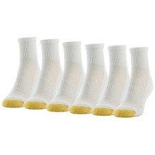 Women's Half Cushion Sport Quarter Socks with Mesh, 6-Pairs, White, Medium