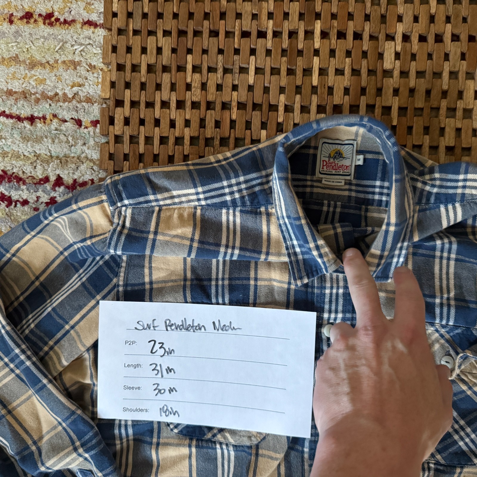 Pendleton Surf Flannel Button Down Work Shirt Blu… - image 3