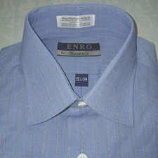 ENRO MEN'S BLUE PIMA PIN-POINT OXFORD LS SHIRT-NEW-15.5 x 34-COTTON/POLY