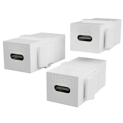 USB C Keystone Jack Insert Adapter Female to Female 3 Pack White Wall Plate