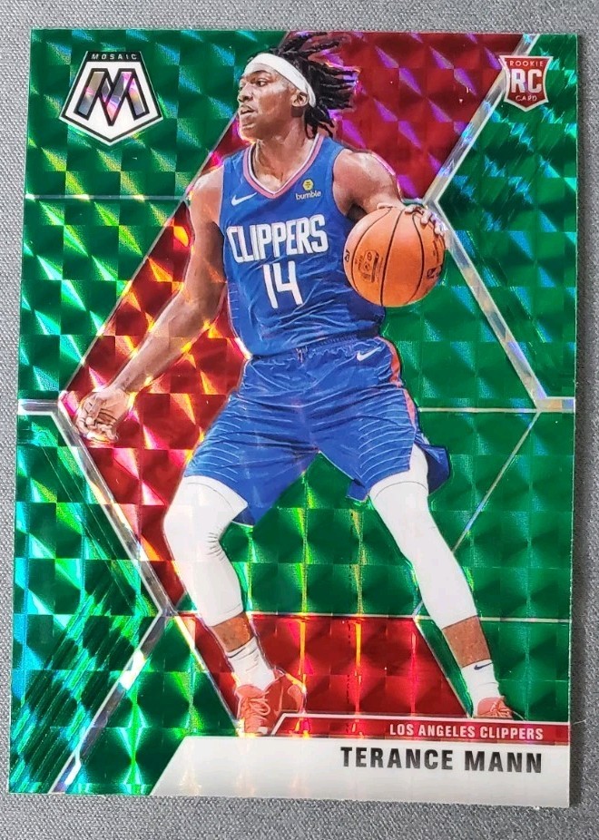 2019-20 Panini Mosaic - Rookies Terance Mann #246 Green Prizm (RC)
