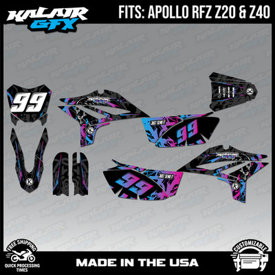 Graphics Kit for Apollo Z20 Z40(RFZ Z 20 40) Revolt Series - Cyan Magenta