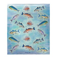Betsy Drake Assorted Fish Throw Blanket