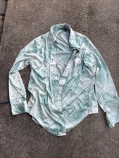 Vintage Disco 70s Button Up Longsleeve Silky Shirt Van Heusen Nylon 100 Super