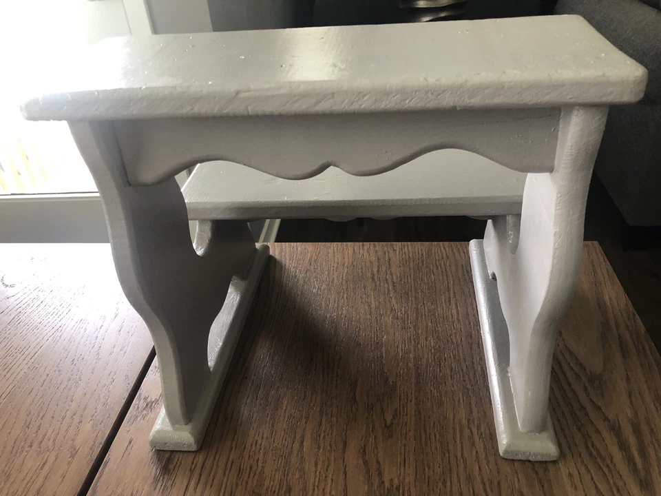 Taburete de paso, decorativo.Gris, pino, vintage Foto 2 de 4