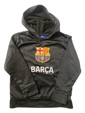 Barcelona FCB Barca Soccer Pullover Hoodie Child Medium Black Graphic Top VGUC