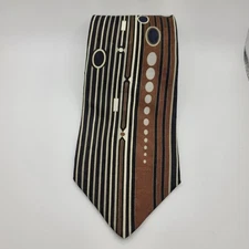 Mark Alexander Mens Tie 100% Silk Made in U.S.A Brown Abstract stripes