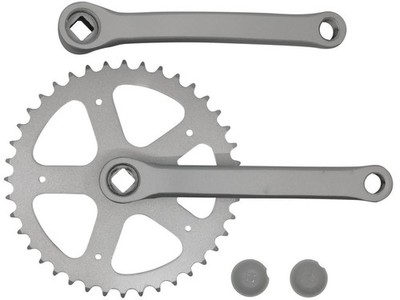 Tretkurbel Crank Matt-Silber Retro Fahrrad Singlespeed Eingang Kettenblatt Stahl