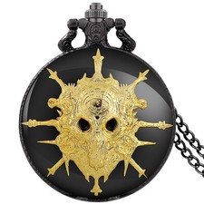 Steampunk Warlock Skull Quartz Pocket Watch for Men Sweater Chain Men's Gift
