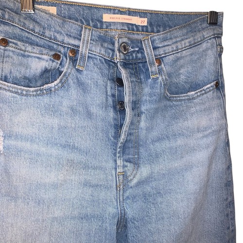 Levi's Premium Ribcage Straight Ankle Jeans Light Wash Distressed 27 tag ( 26 ) - Picture 4 of 9