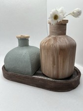 2 Hand Made Eco resin small vases and tray. 
