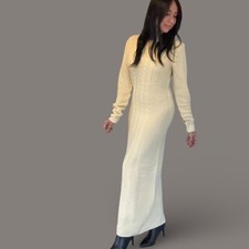ChouYatou Cream Cable Knit Long Sleeve Maxi Sweater Dress – Size M (NWT)