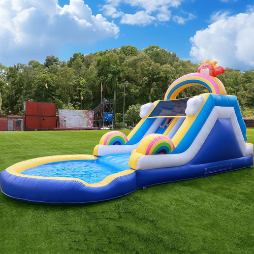24FT Commercial PVC Inflatable Bounce House Double Water Slides for Kids Adults