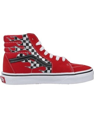 VANS Kids SK8-HI Check Flame Racing Red VN000D5FIZQ1 Skate Shoe Youth Size 11
