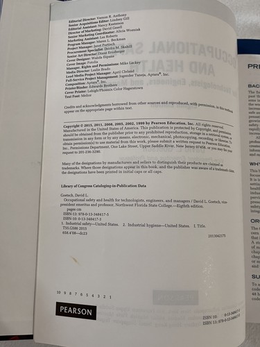 Occupational Safety and Health for - Hardcover, by Goetsch David L. - Acceptable - Picture 2 of 7