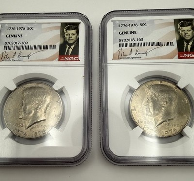 1776-1976 Kennedy Half Dollar 50C Genuine NGC Coins Lot of 2