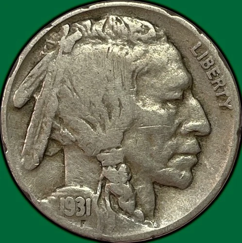 1931-S Buffalo Nickel Very Fine VF Coin, Rim Bumps #37172