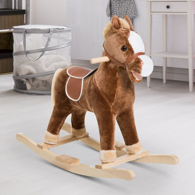#ad #ad Kids Rocking Plush Horse Ride on Toy Animal Rocker w Realistic Sound Brown $64.99