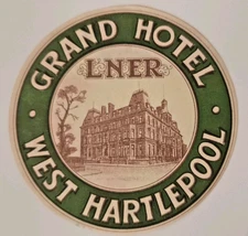 Best Western The Grand Hotel (Hartlepool) L.N.E.R Station - Luggage Label 