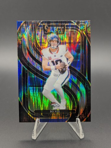 Bo Nix RC 2024 Panini Select Premier Level Black & Blue Shock Prizm #117 - Picture 1 of 2